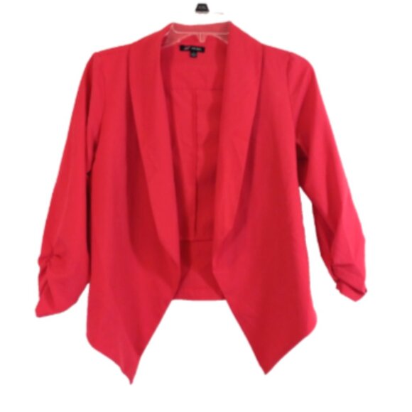 Colorful Open Front Blazer Size Small Ruched 3/4 Sleeve Lightweight Jacket - Picture 1 of 11